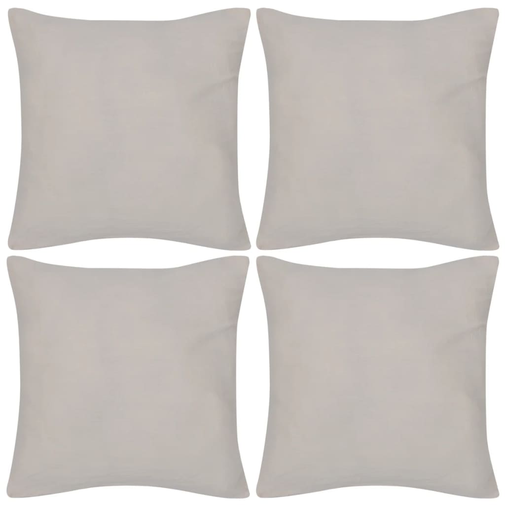 vidaXL 130911 4 Beige Cushion Covers Cotton 50 x 50 cm