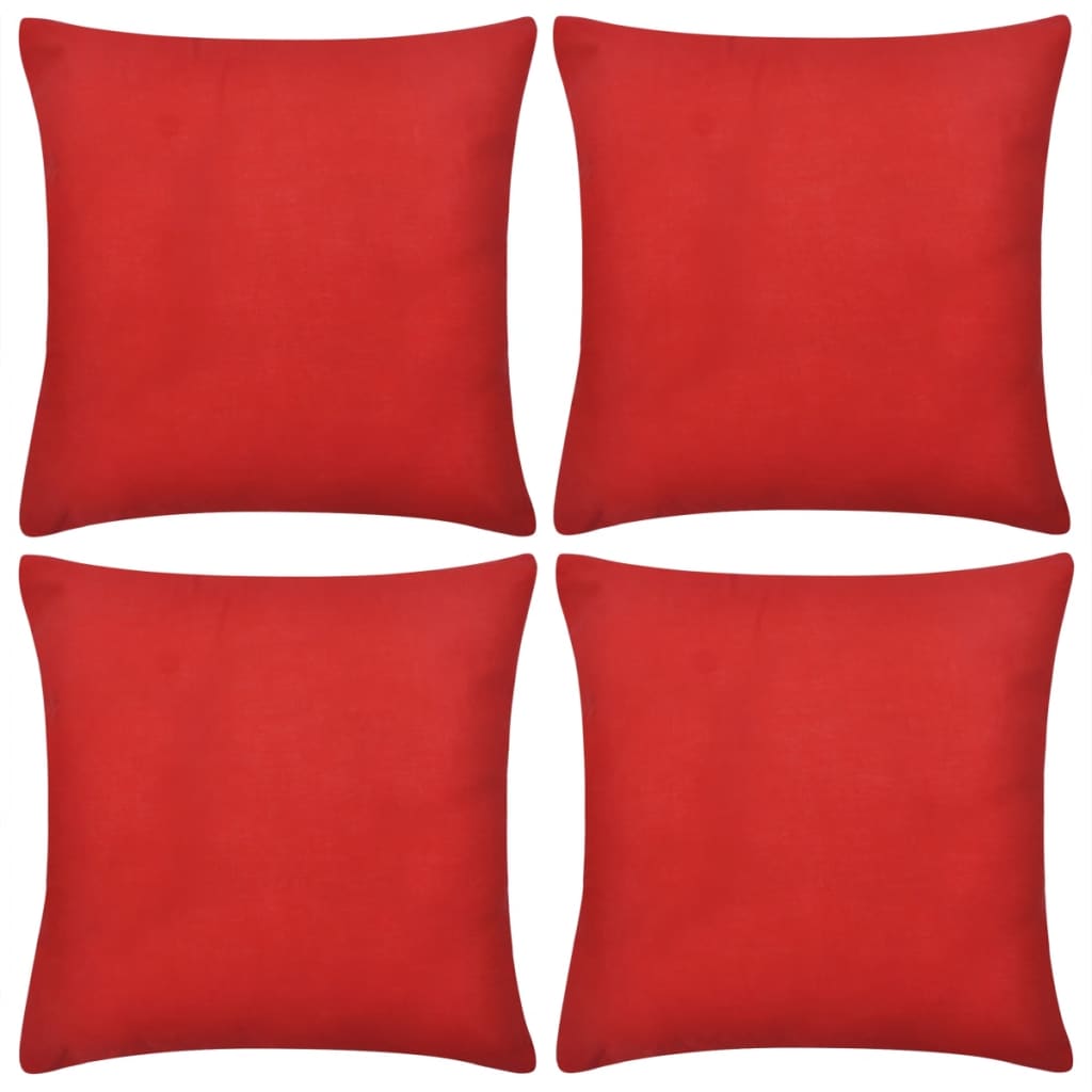 vidaXL 130916 4 Red Cushion Covers Cotton 40 x 40 cm