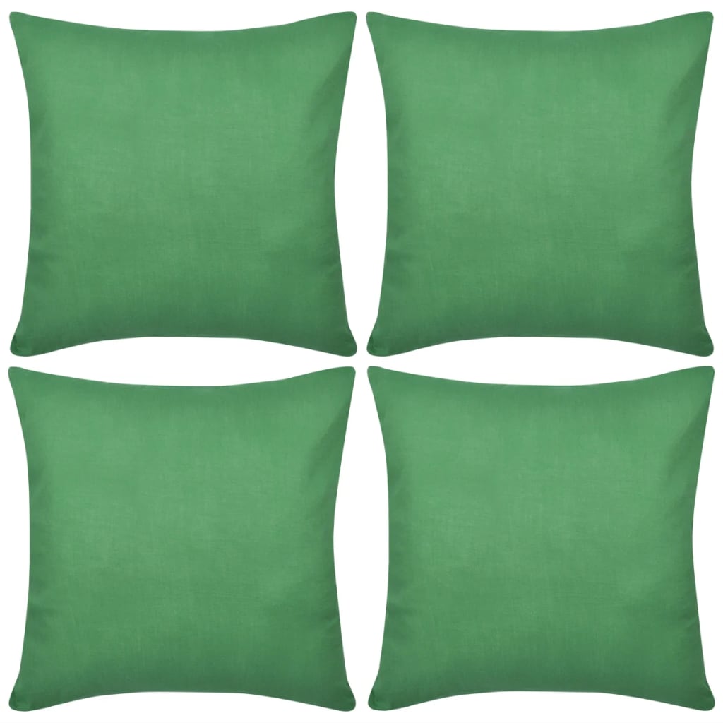 vidaXL 130923 4 Green Cushion Covers Cotton 50 x 50 cm