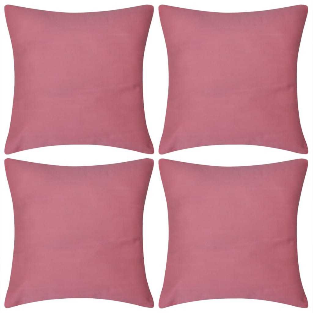 vidaXL 130936 4 Pink Cushion Covers Cotton 80 x 80 cm