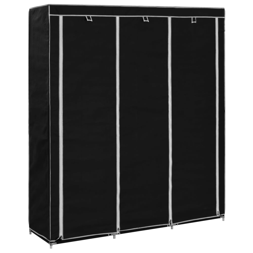 vidaXL 282453 Wardrobe with Compartments and Rods Black 150x45x175 cm Fabric