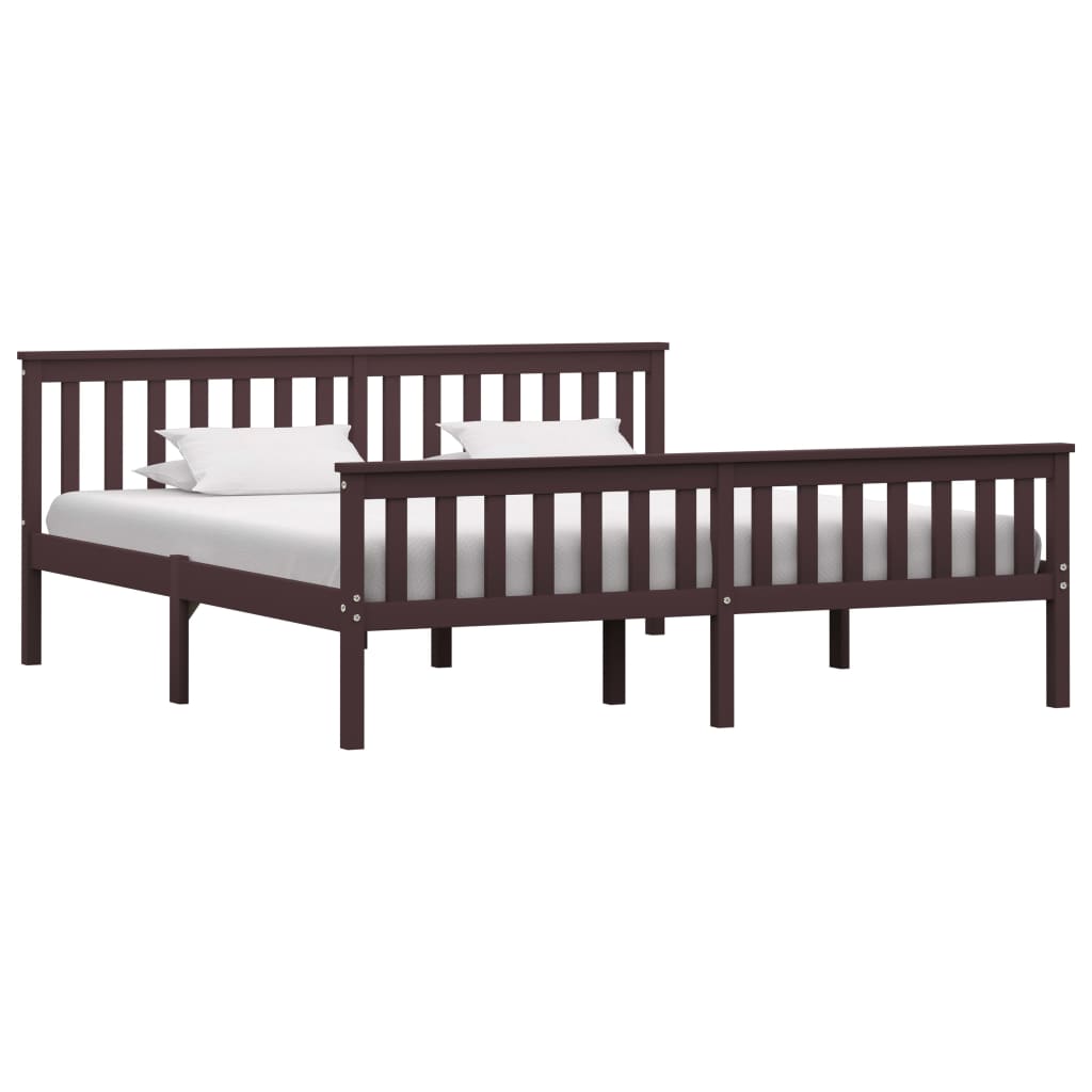 vidaXL 283237 Bed Frame Dark Brown Solid Pinewood 180x200 cm