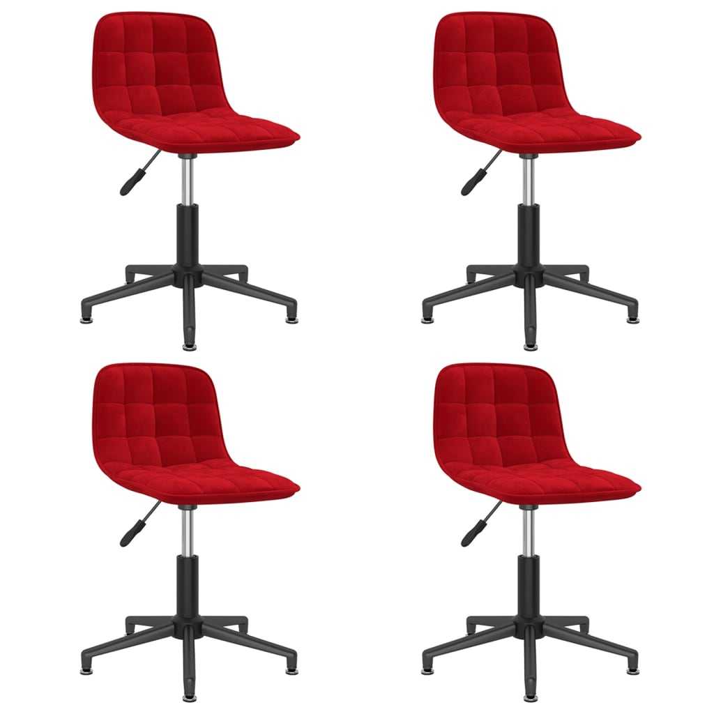 vidaXL 3086820 Swivel Dining Chairs 4 pcs Wine Red Velvet (334081x2)