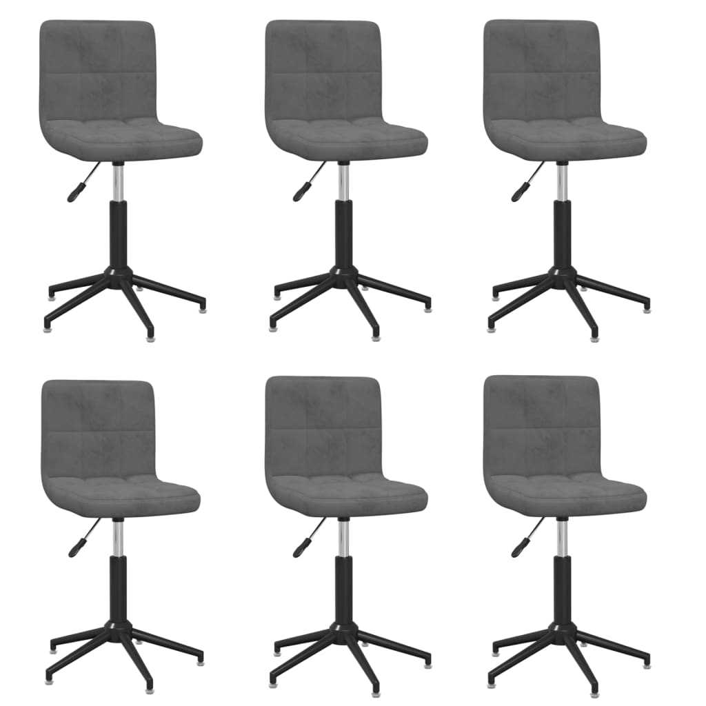 vidaXL 3087679 Swivel Dining Chairs 6 pcs Dark Grey Velvet (334430×3)