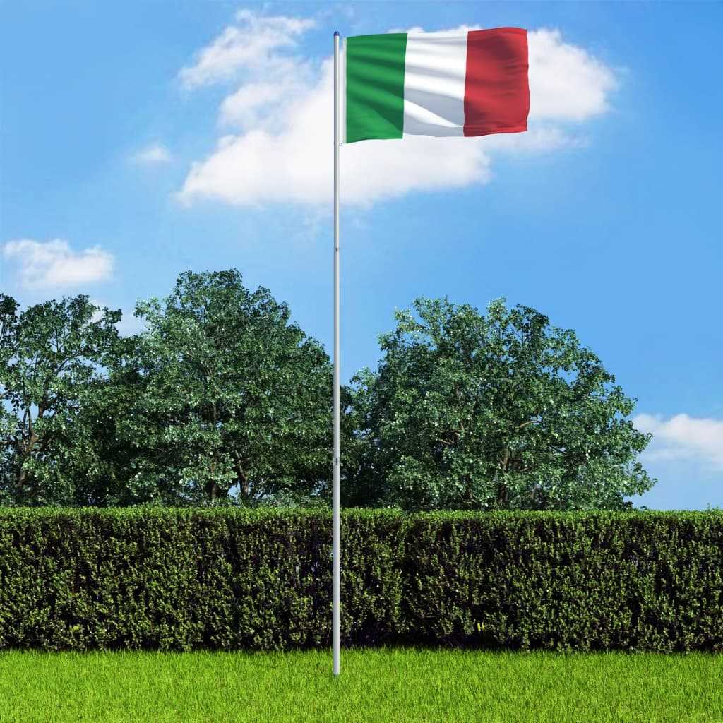 vidaXL Italská vlajka a stožár hliník 6 m
