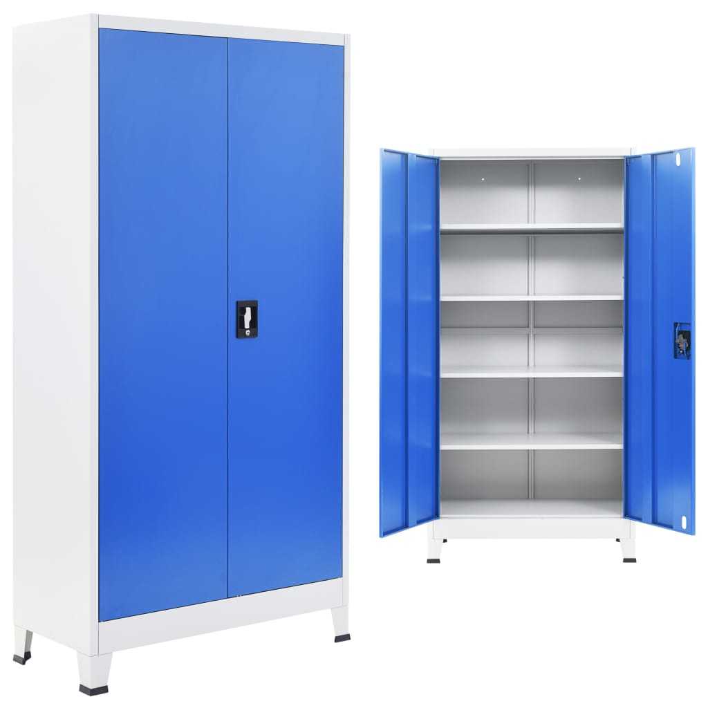 vidaXL Kancelářská skříň 90 x 40 x 180 cm šedo-modrá