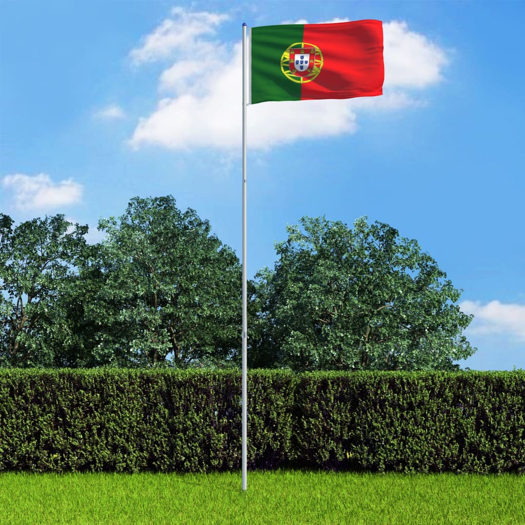 vidaXL Portugalská vlajka a stožár hliník 6 m