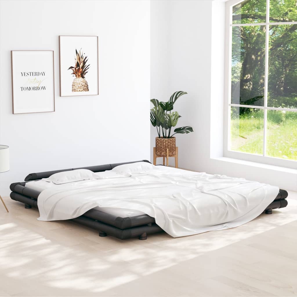 vidaXL Rám postele tmavě hnědý bambus 200 x 200 cm
