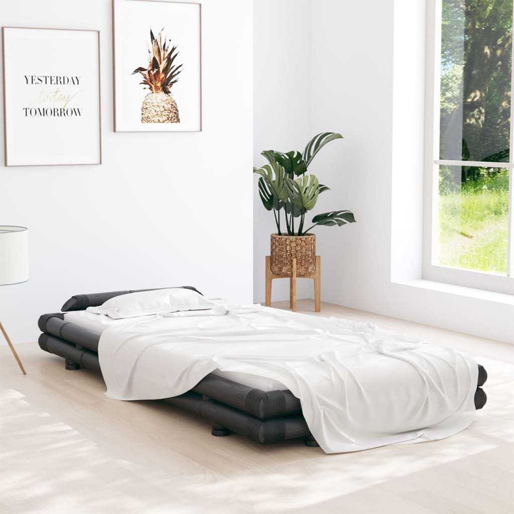 vidaXL Rám postele tmavě hnědý bambus 90 x 200 cm