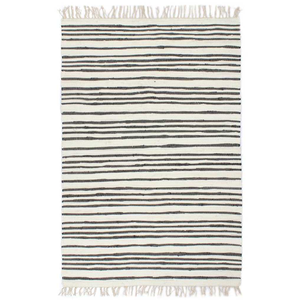 vidaXL Ručně tkaný koberec Chindi bavlna 80 x 160 cm antracitovo-bílý
