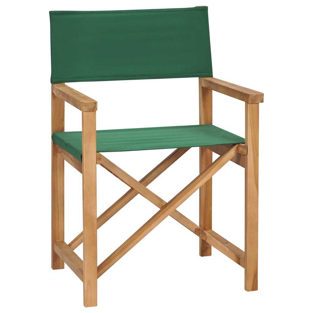 vidaXL Skládací režisérská židle masivní teakové dřevo zelené