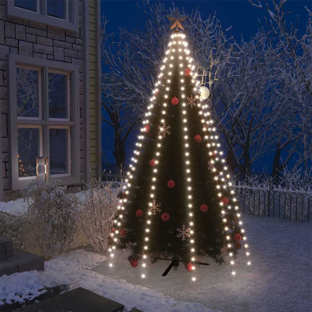 vidaXL Světelná síť na vánoční stromek s 250 LED studená bílá 250 cm