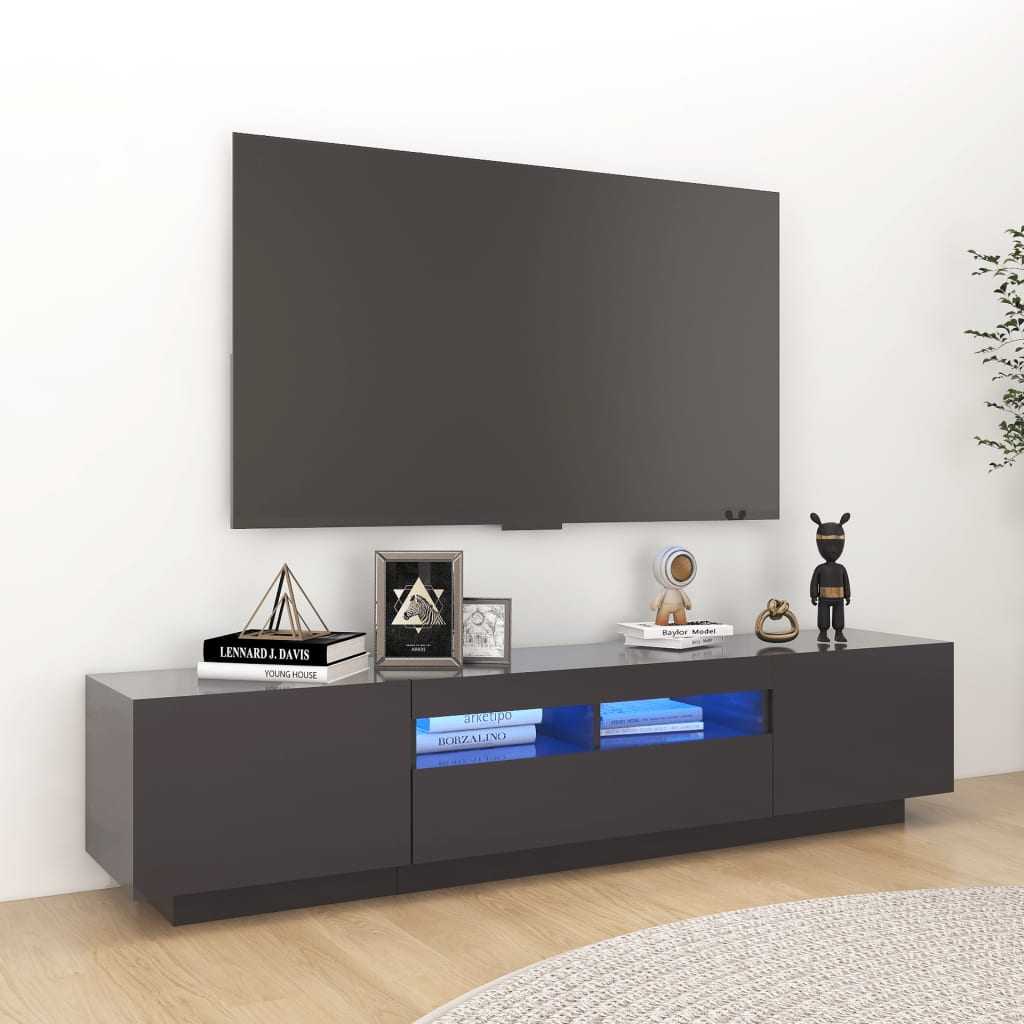 vidaXL TV skříňka s LED osvětlením šedá 180 x 35 x 40 cm