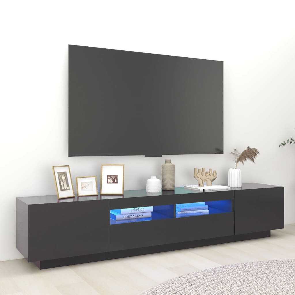vidaXL TV skříňka s LED osvětlením šedá 200 x 35 x 40 cm