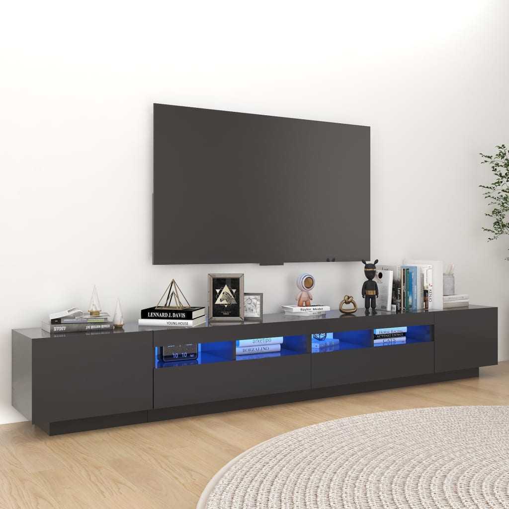 vidaXL TV skříňka s LED osvětlením šedá 260 x 35 x 40 cm