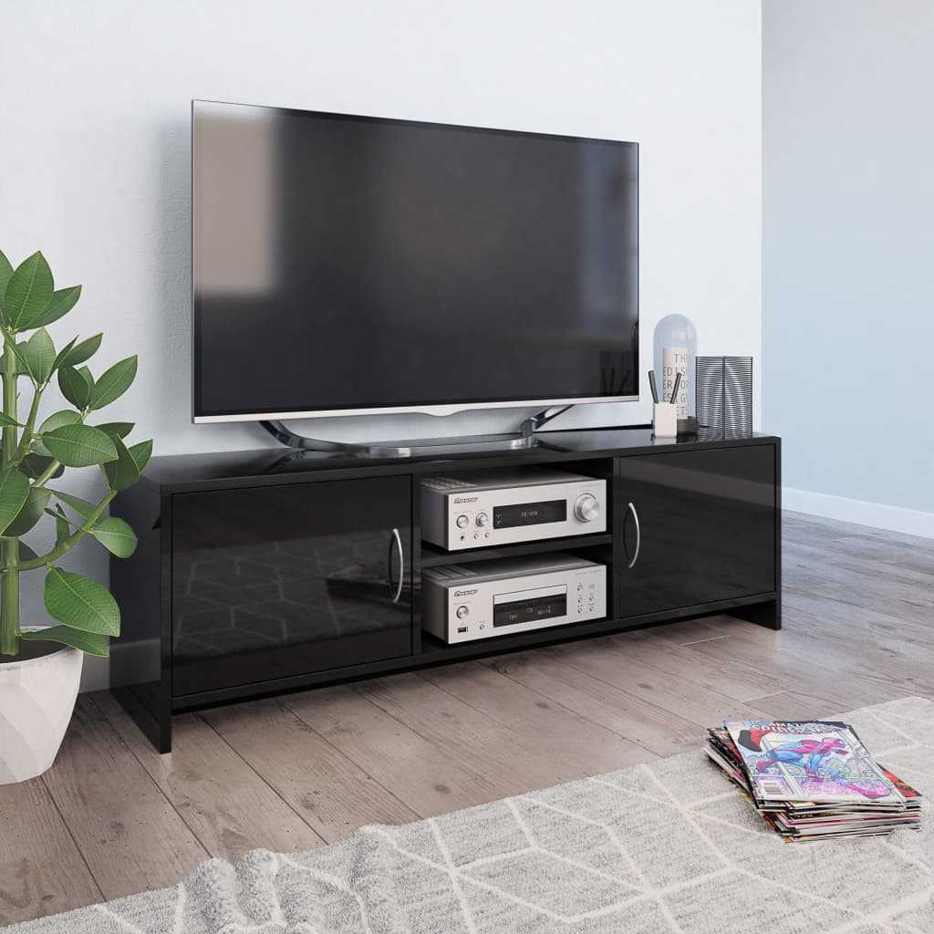 vidaXL TV stolek černý s vysokým leskem 120 x 30 x 37