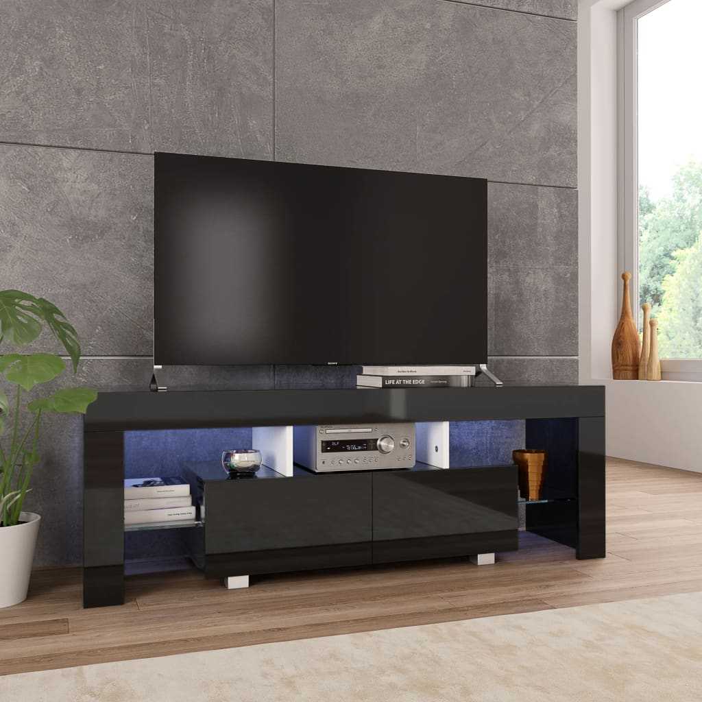 vidaXL TV stolek s LED černý s vysokým leskem 130 x 35 x 45 cm
