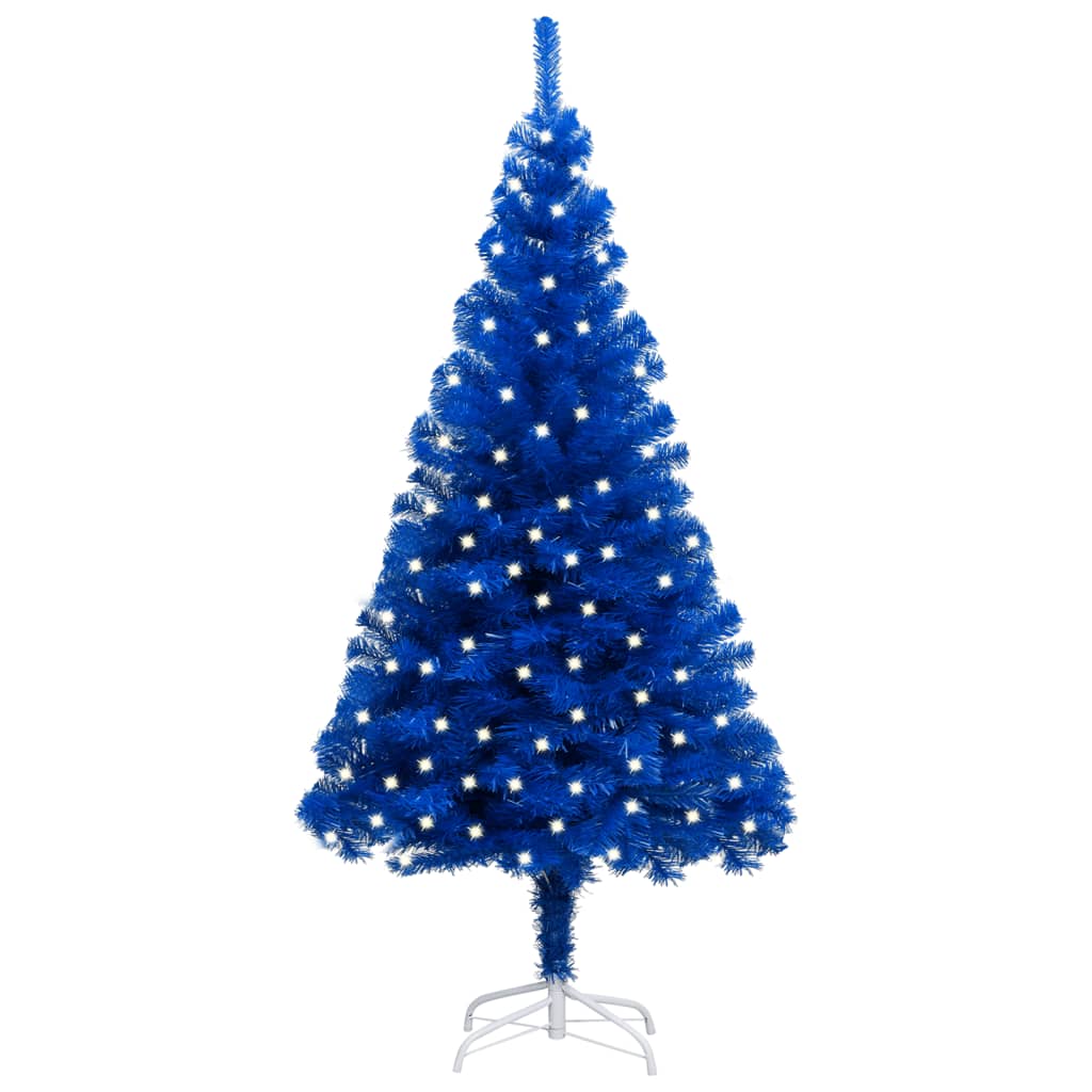 vidaXL Umělý vánoční stromek s LED diodami a stojanem modrý 240 cm PVC