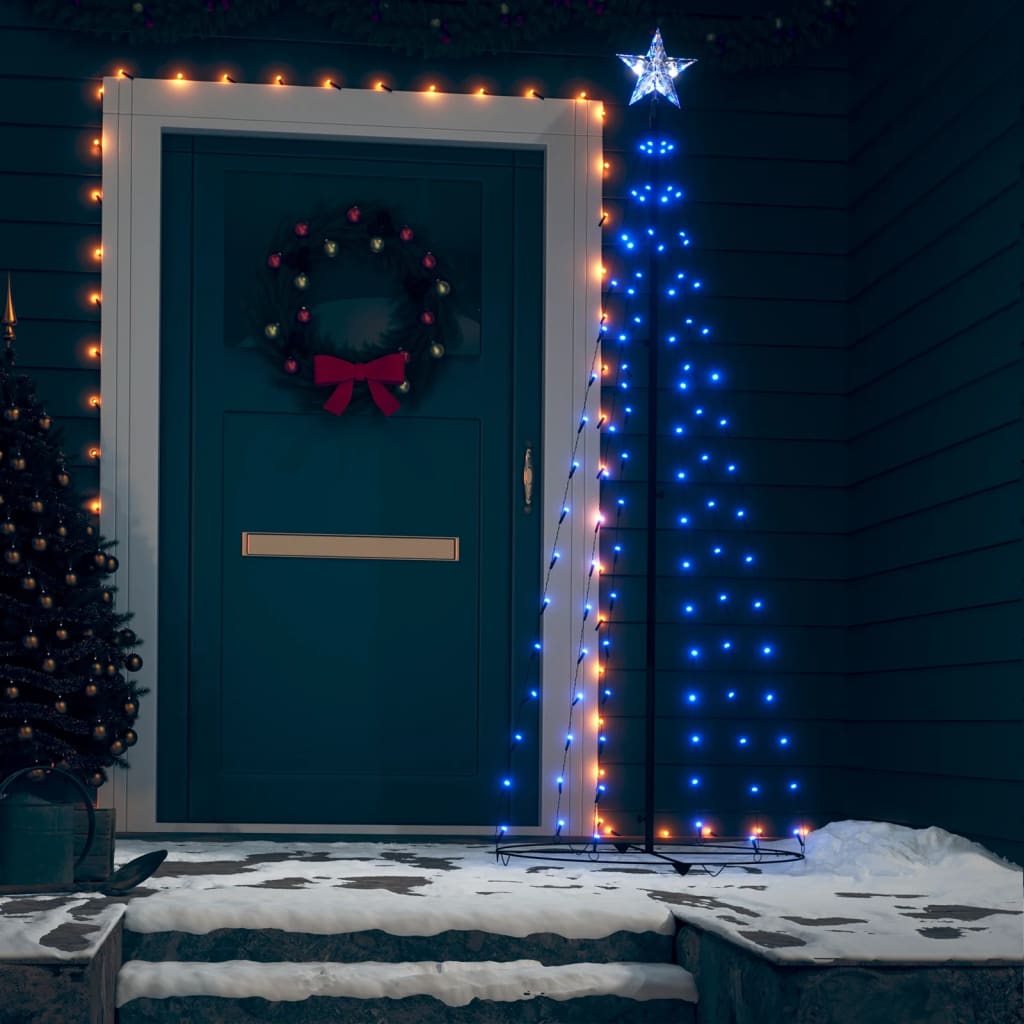 vidaXL Vánoční stromek kužel 100 modrých LED světel 70 x 180 cm