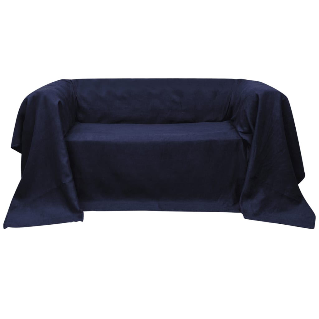 vidaXL 130899 Micro-suede Couch Slipcover Navy Blue 210 x 280 cm