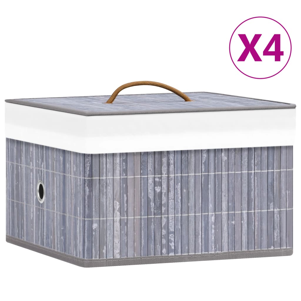 vidaXL Bambusové úložné boxy 4 ks šedé