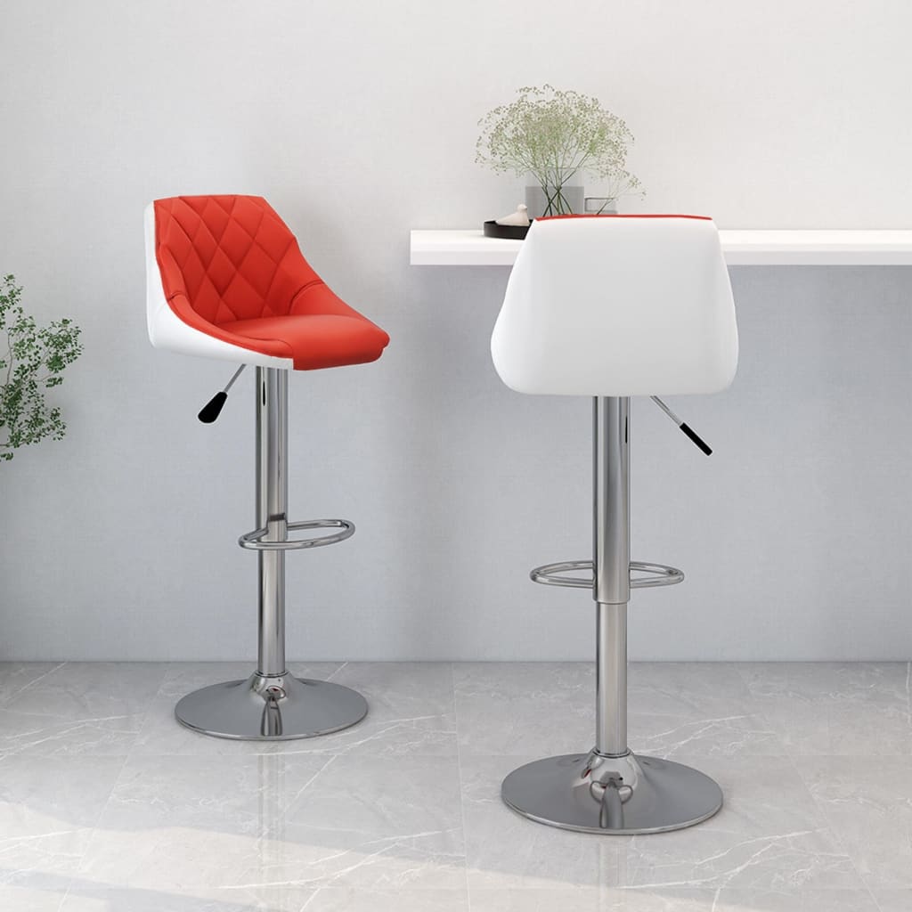 vidaXL Barové židle 2 ks červenobílé umělá kůže