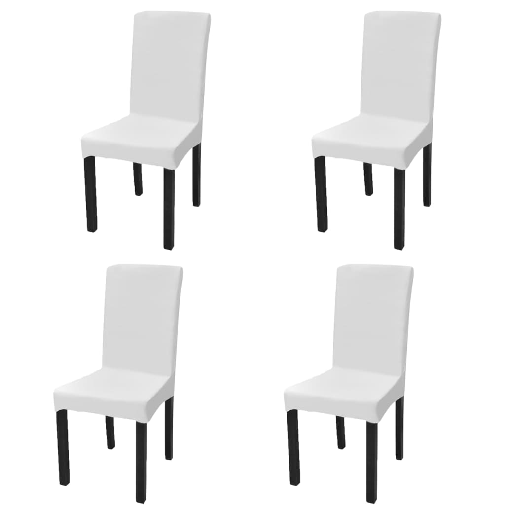 vidaXL Hladké strečové potahy na židle 4 ks bílé