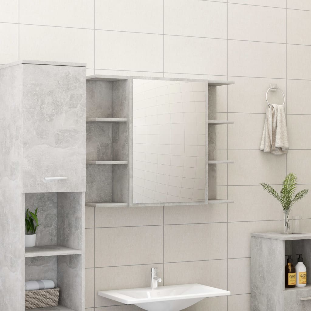 vidaXL Koupelnová skříňka zrcadlo betonová šedá 80x20