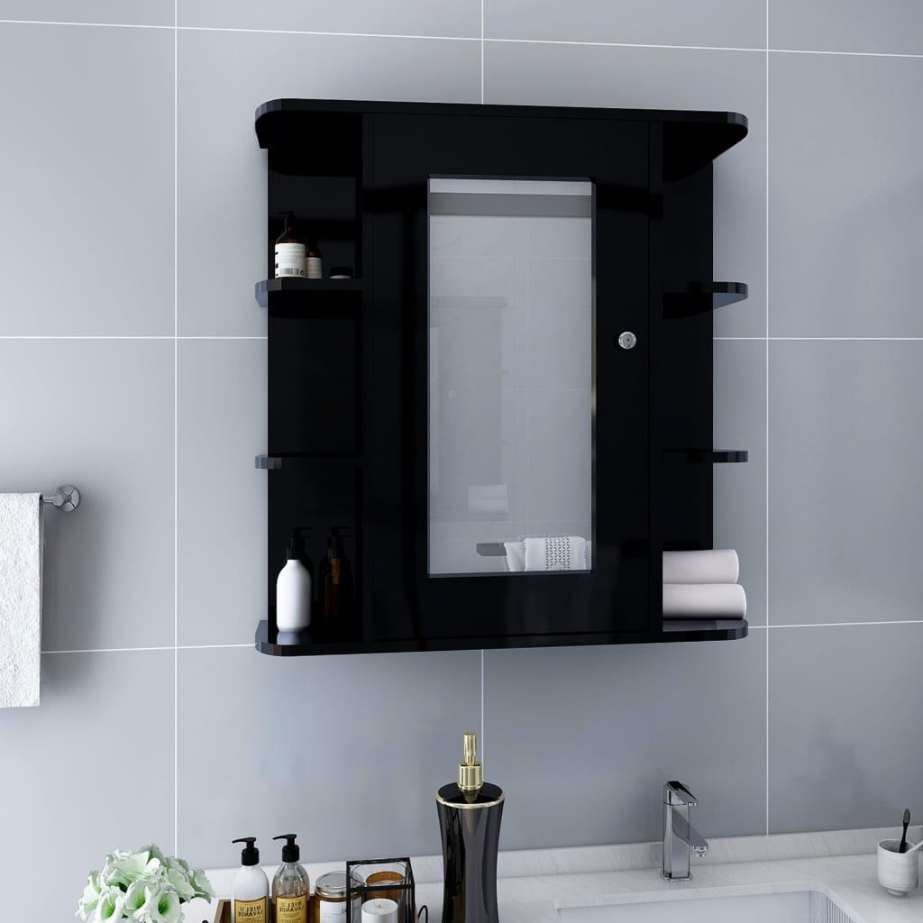 vidaXL Koupelnová zrcadlová skříňka černá 66 x 17 x 63 cm MDF