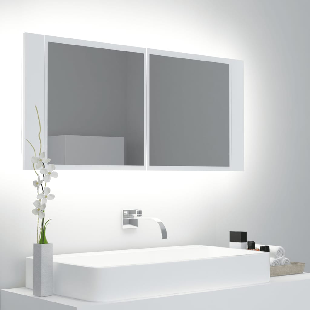 vidaXL LED koupelnová skřínka se zrcadlem bílá 100 x 12 x 45 cm
