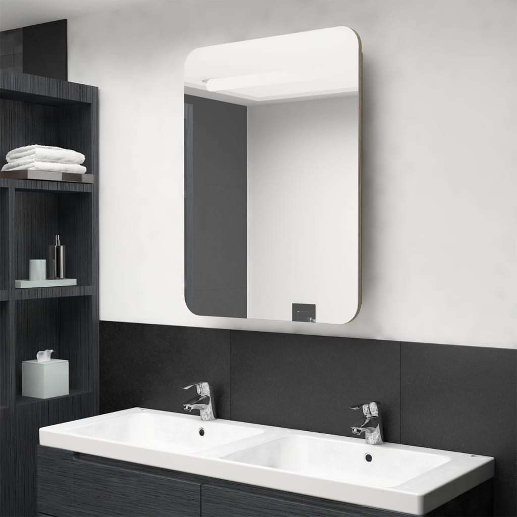 vidaXL LED koupelnová skřínka se zrcadlem dub 60 x 11 x 80 cm