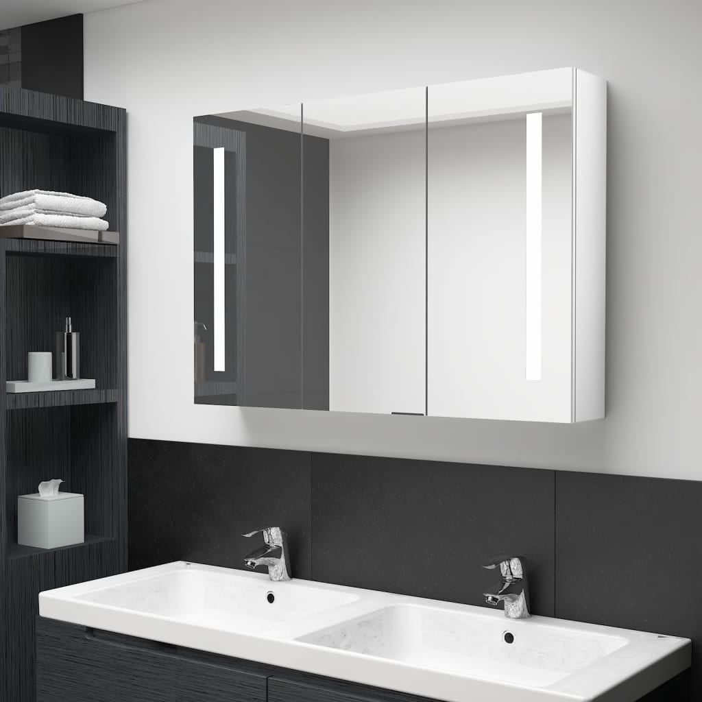 vidaXL LED koupelnová zrcadlová skříňka 89 x 14 x 62 cm zářivě bílá