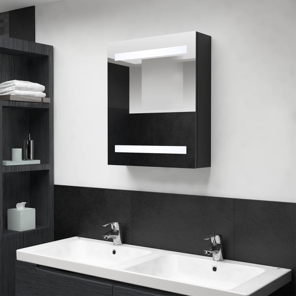 vidaXL LED koupelnová zrcadlová skříňka černá 50 x 14 x 60 cm