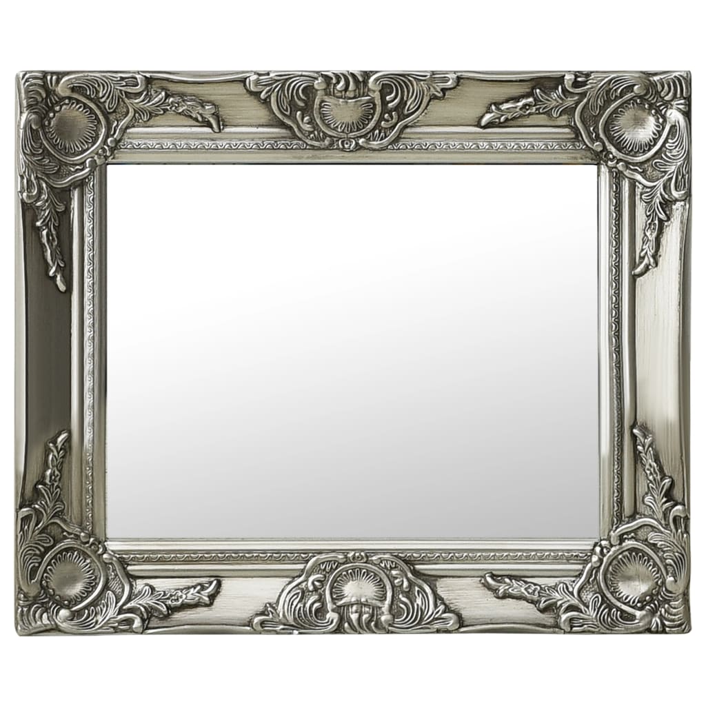 vidaXL Nástěnné zrcadlo barokní styl 50 x 40 cm stříbrné