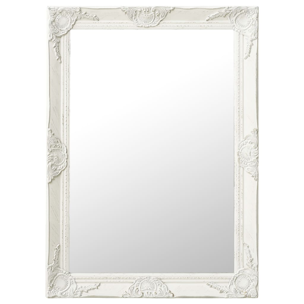 vidaXL Nástěnné zrcadlo barokní styl 60 x 80 cm bílé