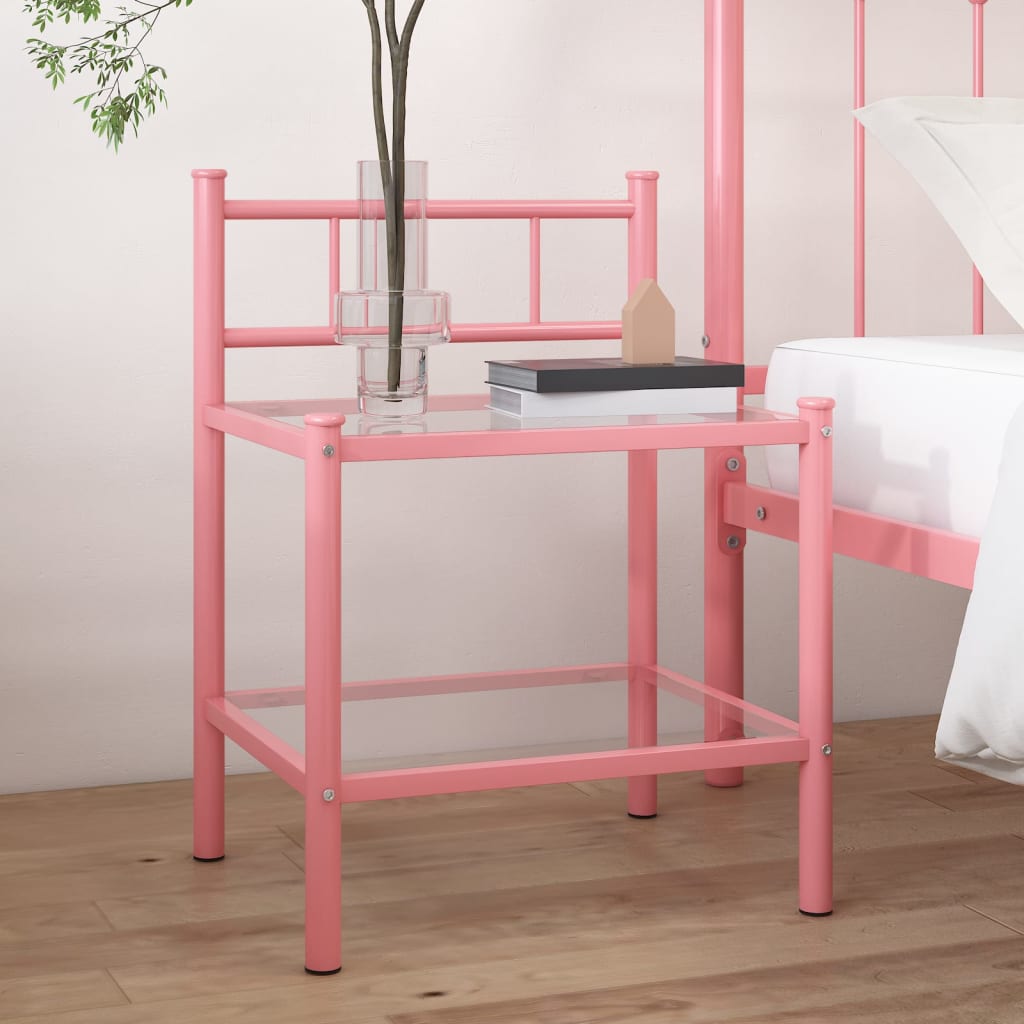 vidaXL Noční stolek růžový a průhledný 45 x 34