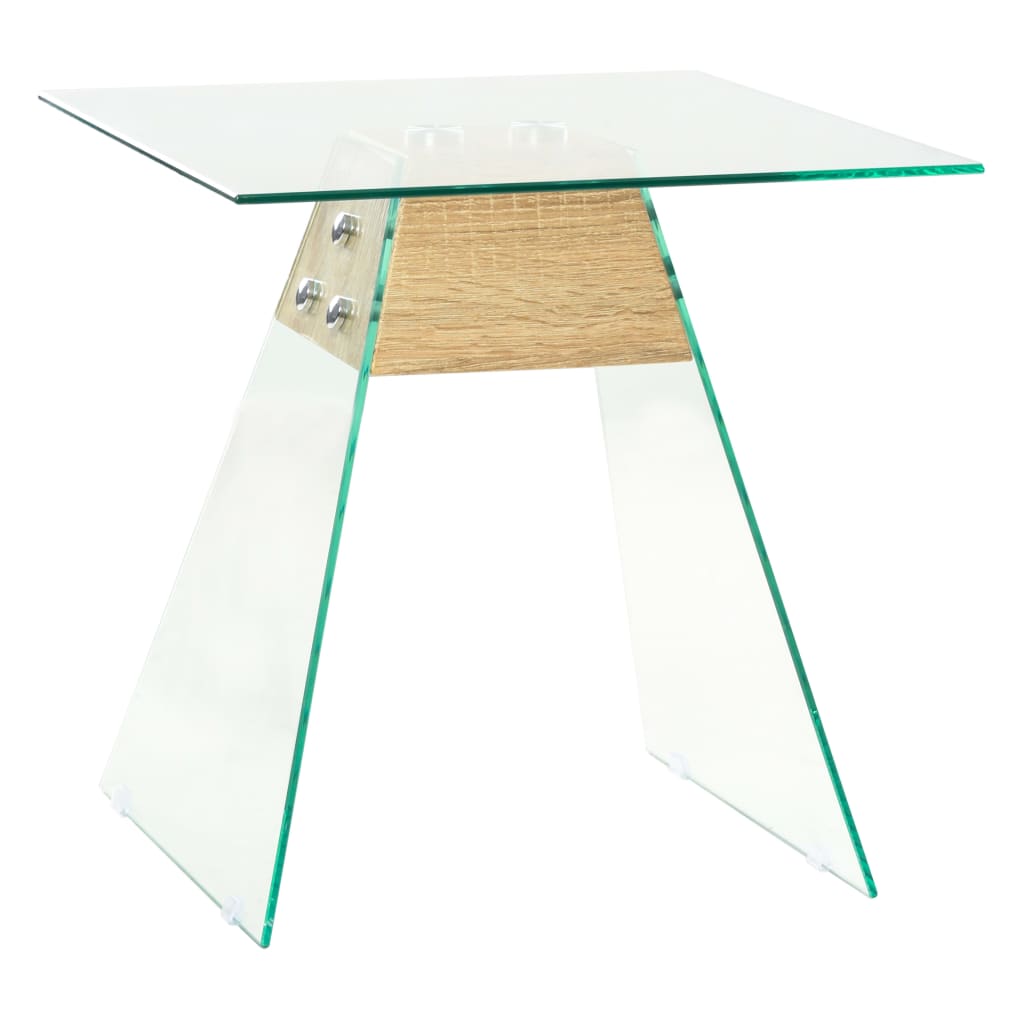 vidaXL Odkládací stolek z MDF a skla 45 x 45 x 45 cm dubový odstín