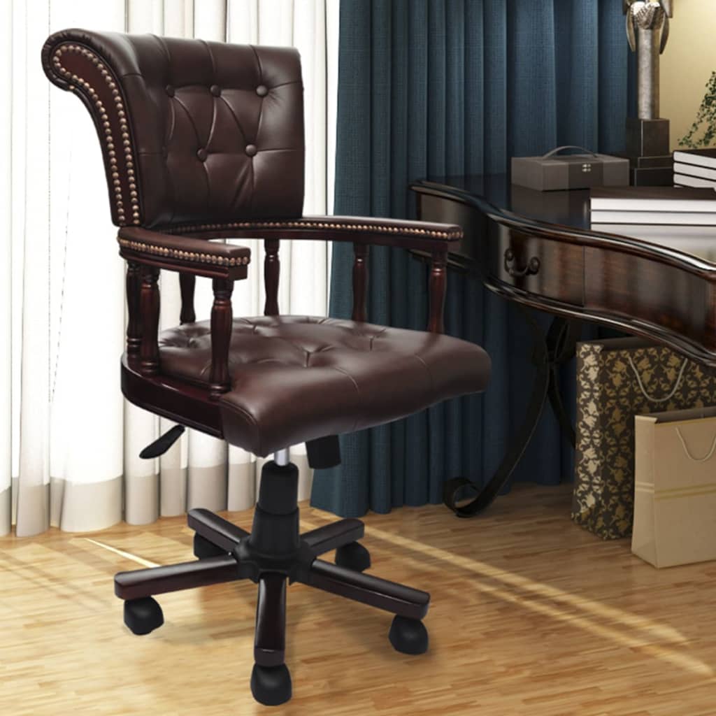 vidaXL Otočná kancelářská židle hnědá