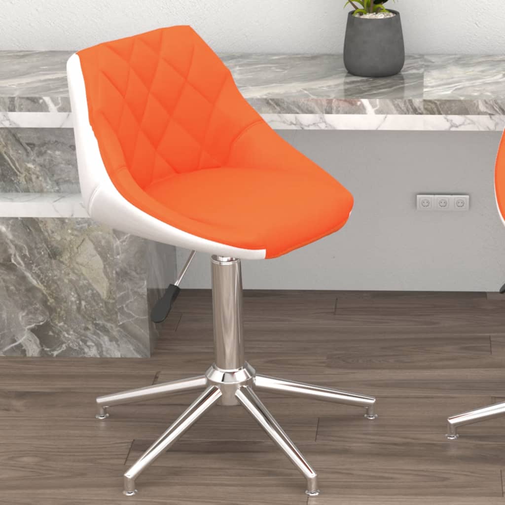 vidaXL Otočná kancelářská židle oranžová a bílá umělá kůže