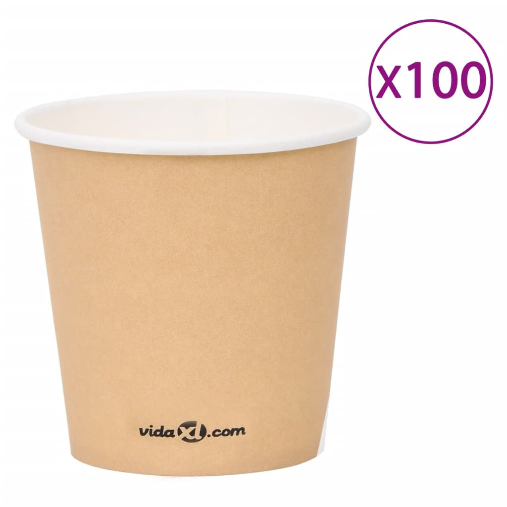 vidaXL Papírové kelímky na kávu 120 ml 100 ks hnědé
