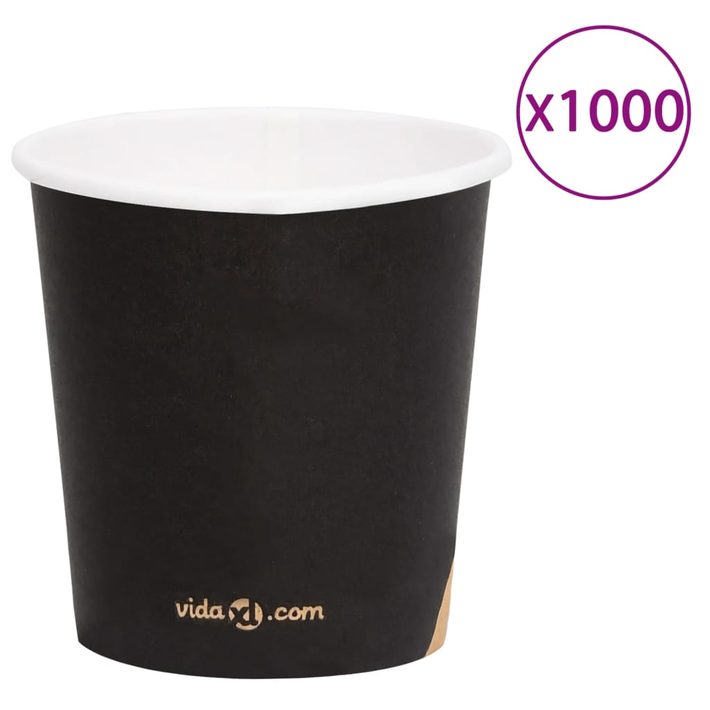 vidaXL Papírové kelímky na kávu 120 ml 1000 ks černé