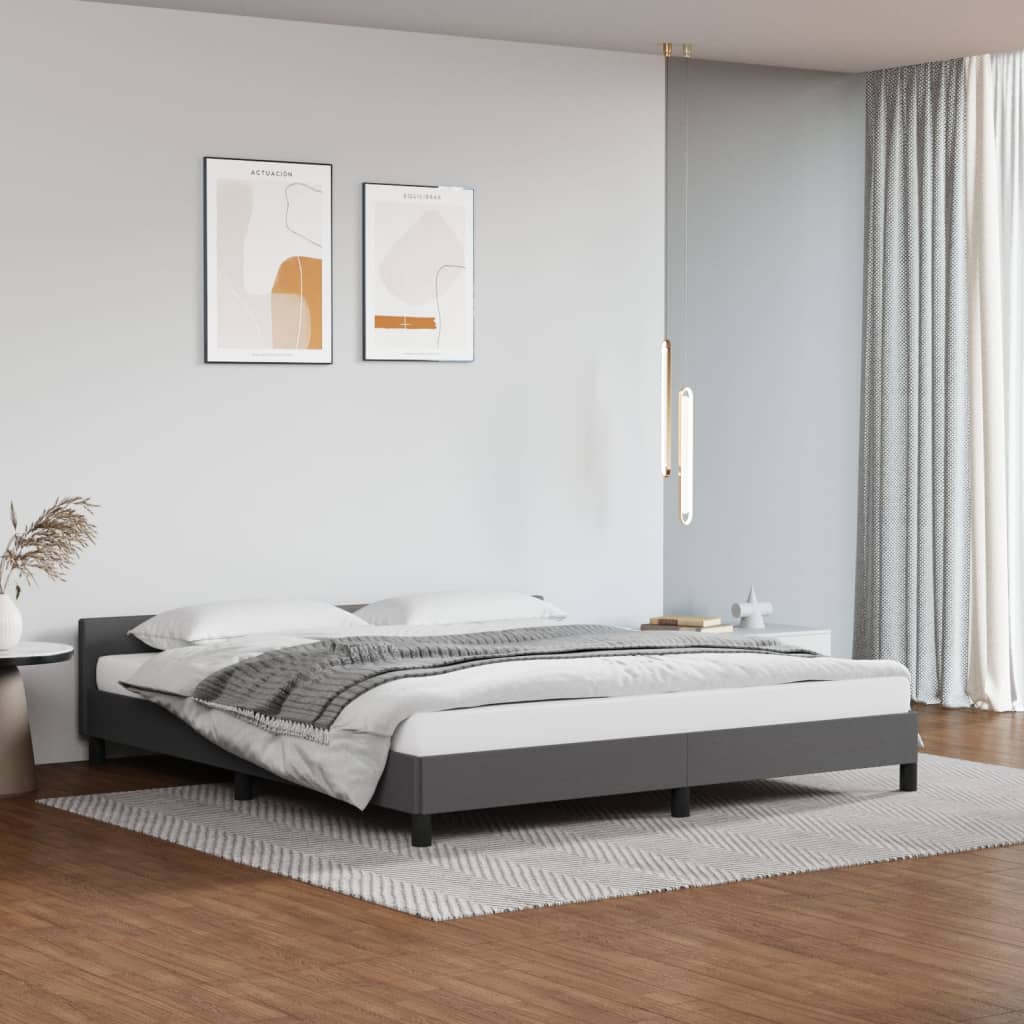 vidaXL Rám postele s čelem šedý 180x200 cm umělá kůže