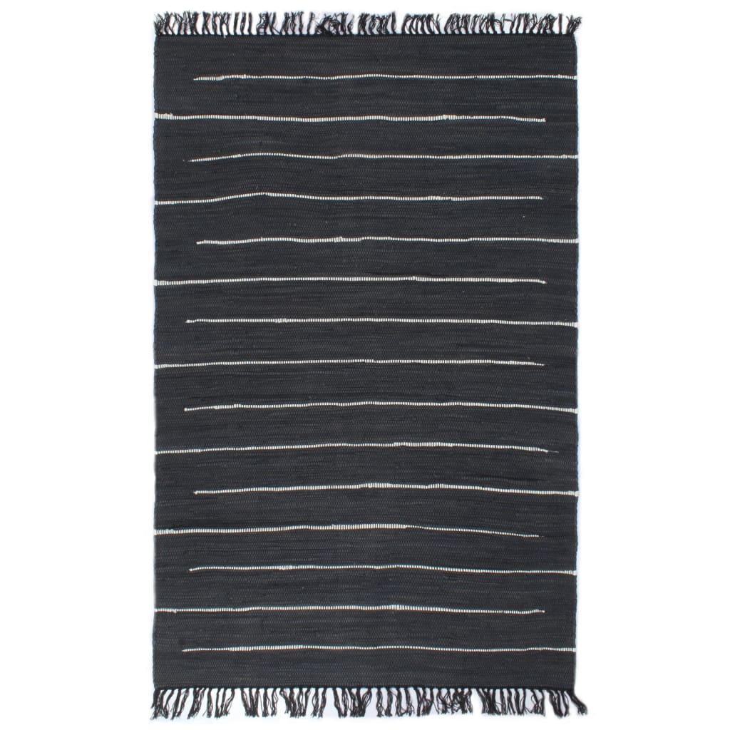 vidaXL Ručně tkaný koberec Chindi bavlna 120 x 170 cm antracitový