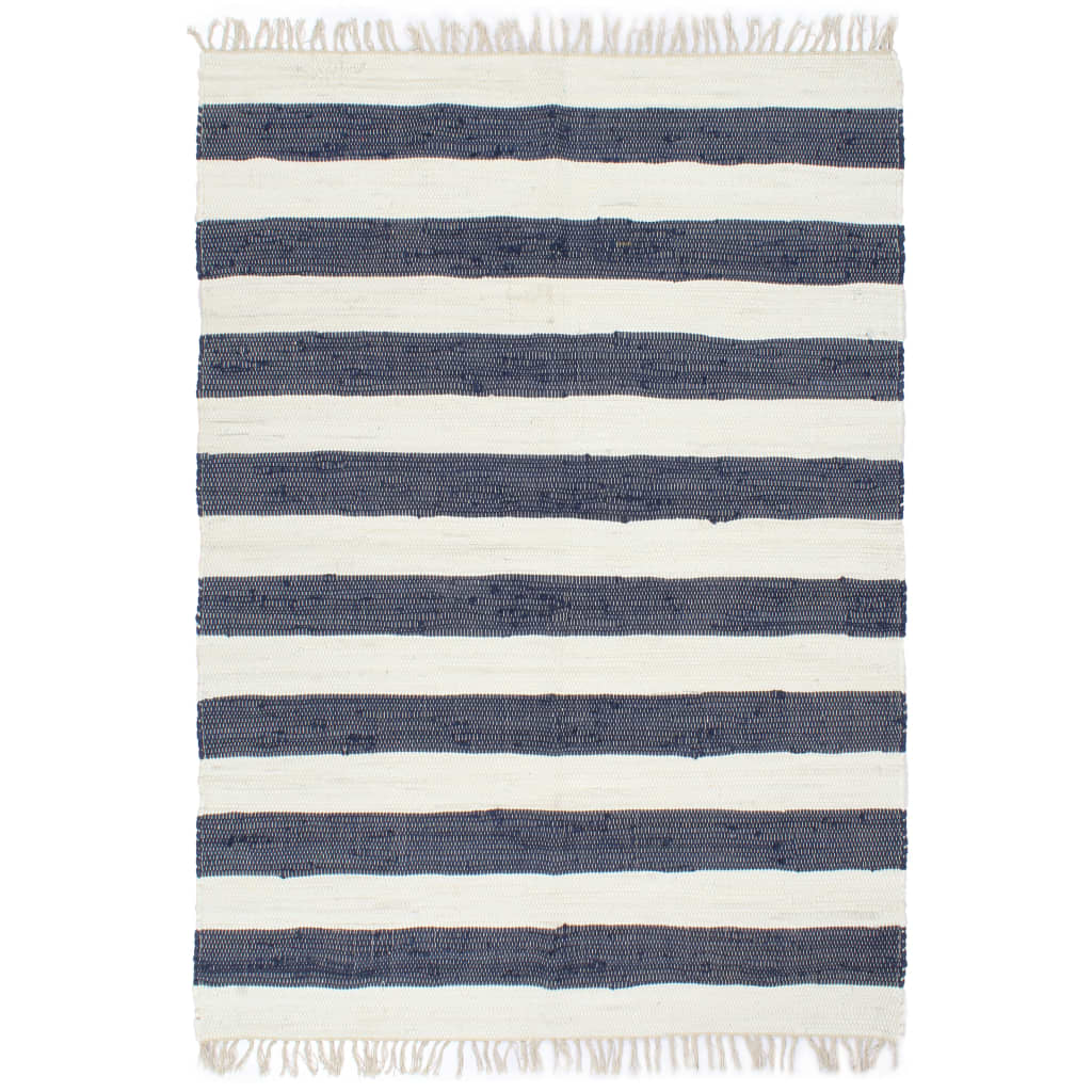 vidaXL Ručně tkaný koberec Chindi bavlna 160 x 230 cm modro-bílý