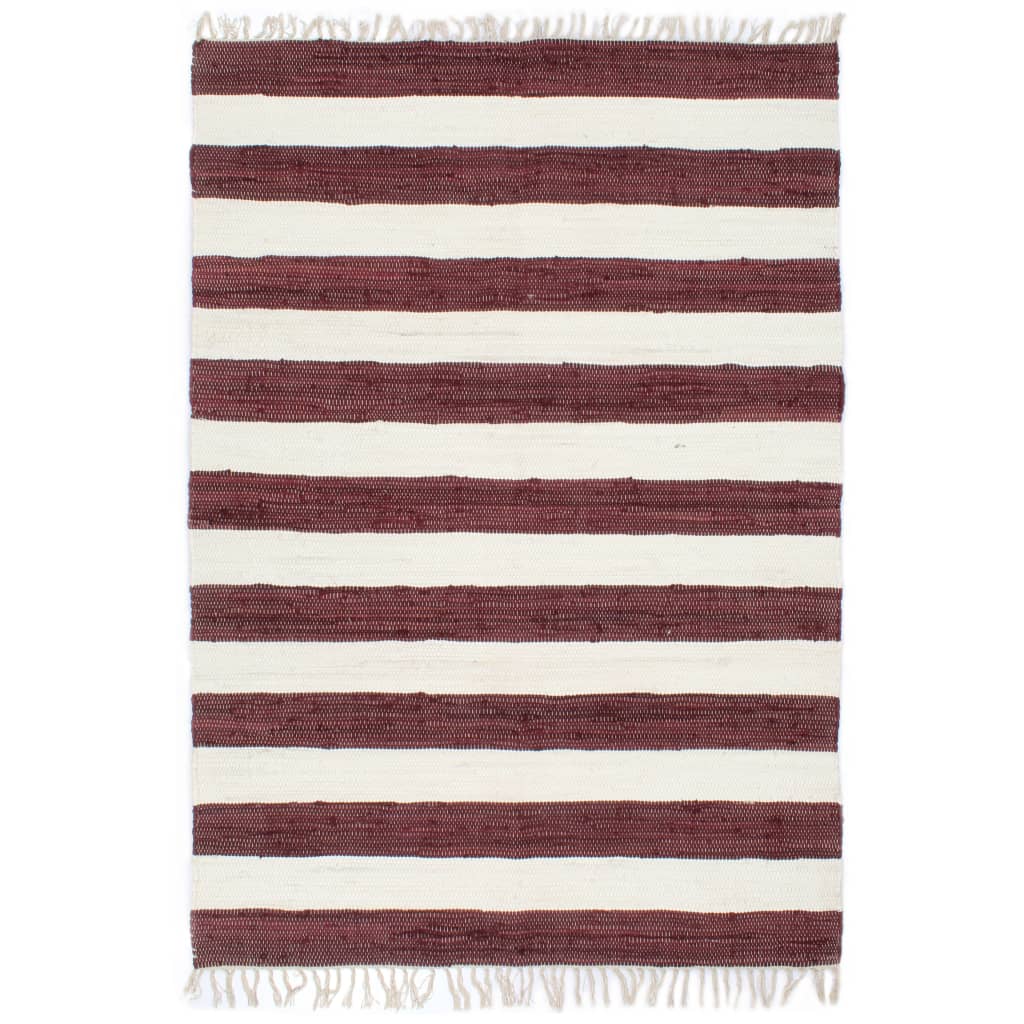 vidaXL Ručně tkaný koberec Chindi bavlna 200 x 290 cm vínovo-bílý