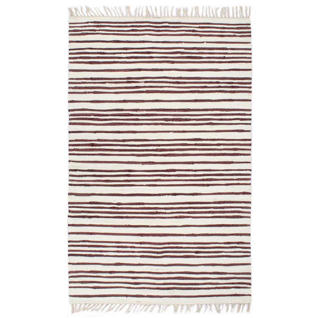 vidaXL Ručně tkaný koberec Chindi bavlna 80 x 160 cm vínovo-bílý