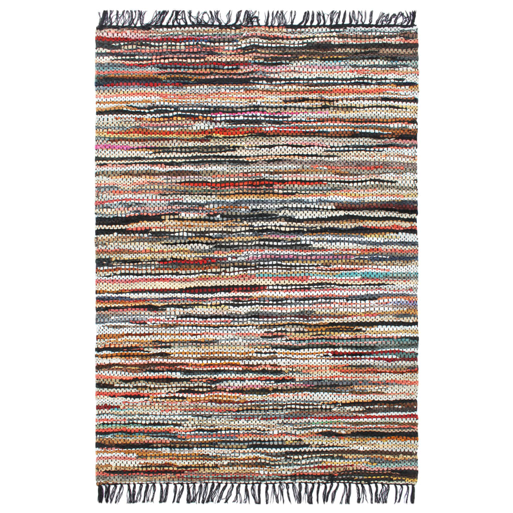 vidaXL Ručně tkaný koberec Chindi kůže 190 x 280 cm vícebarevný