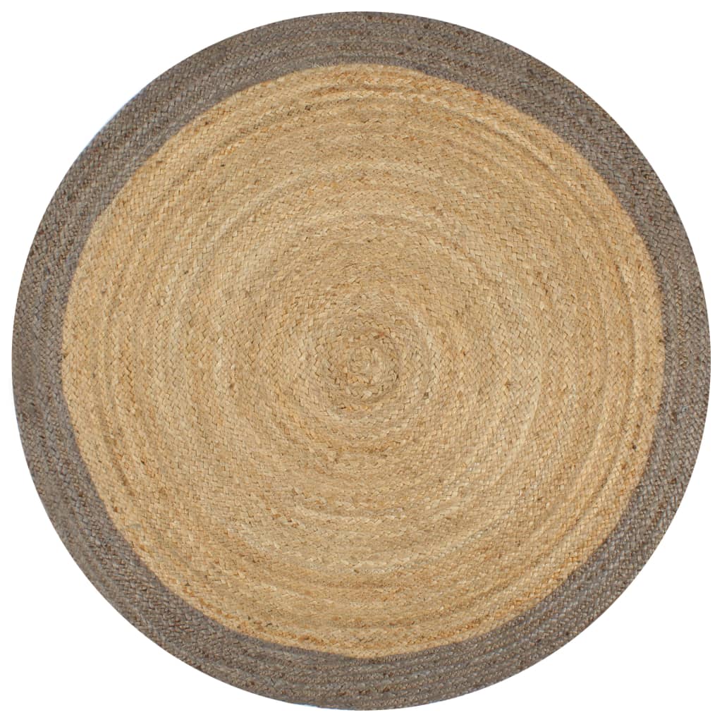 vidaXL Ručně vyrobený koberec z juty s šedým okrajem 90 cm