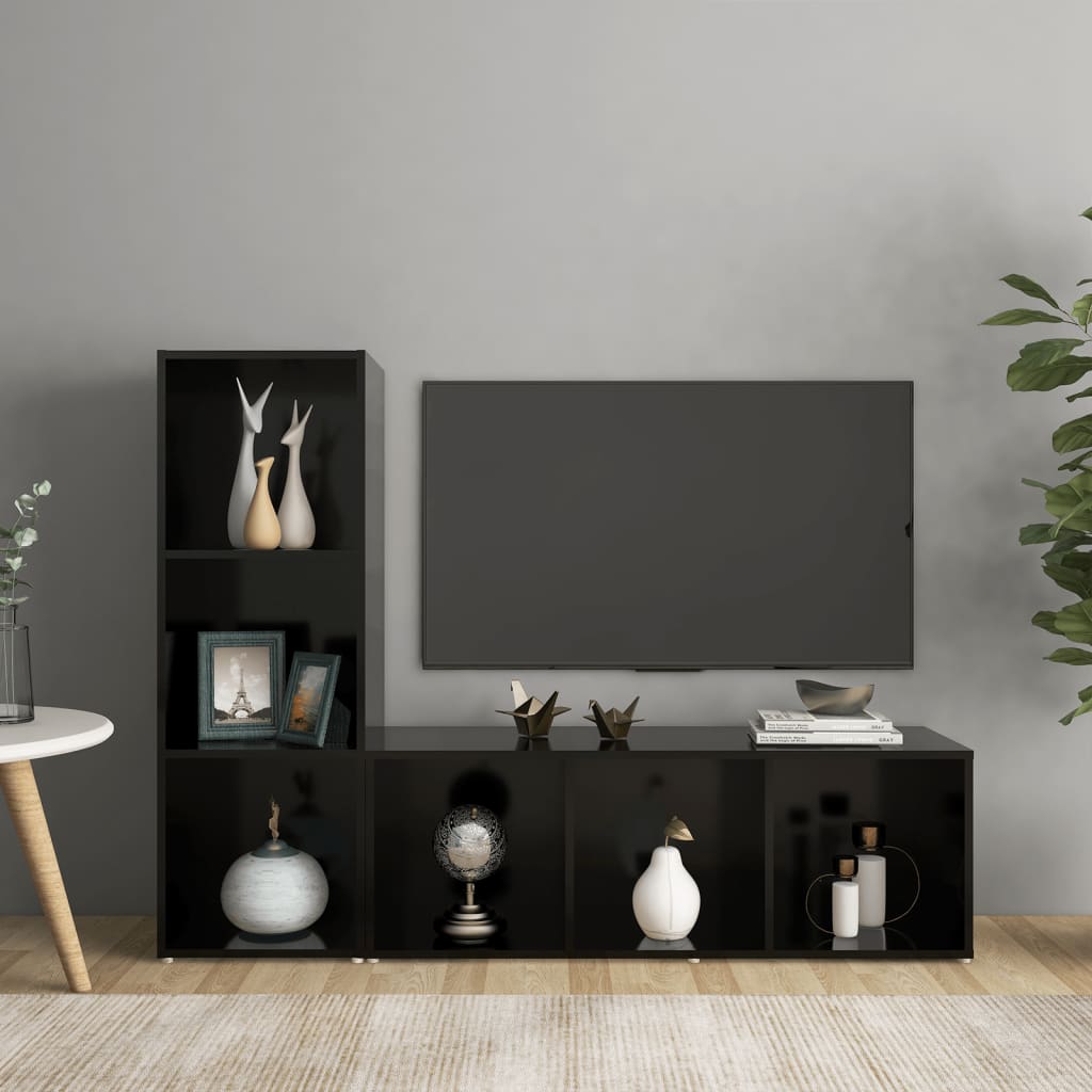vidaXL TV skříňky 2 ks černé 107 x 35 x 37 cm dřevotříska