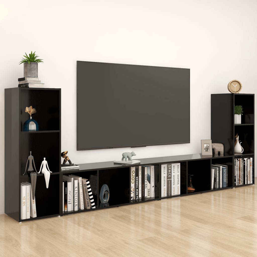 vidaXL TV skříňky 4 ks černé 107 x 35 x 37 cm dřevotříska